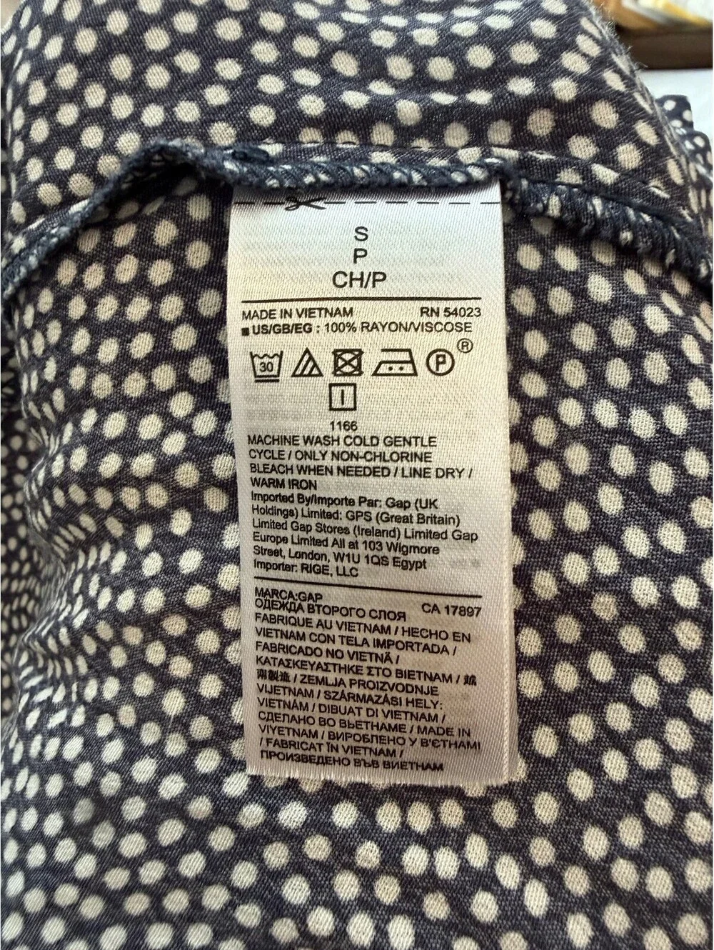 GAP Navy Blue Polka Dot Side Button Wrap Midi Dress S - Picture 12 of 12